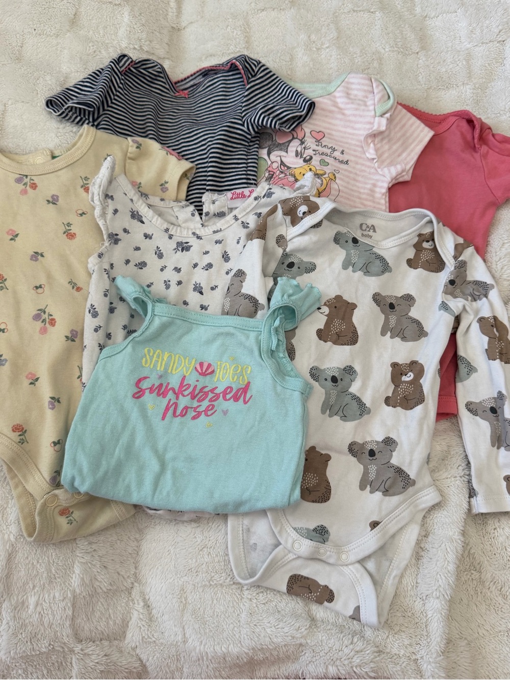 CA Baby Koala Print Long-Sleeve Bodysuit & Mixed Onesie Set - Blue, Pink, Cream
